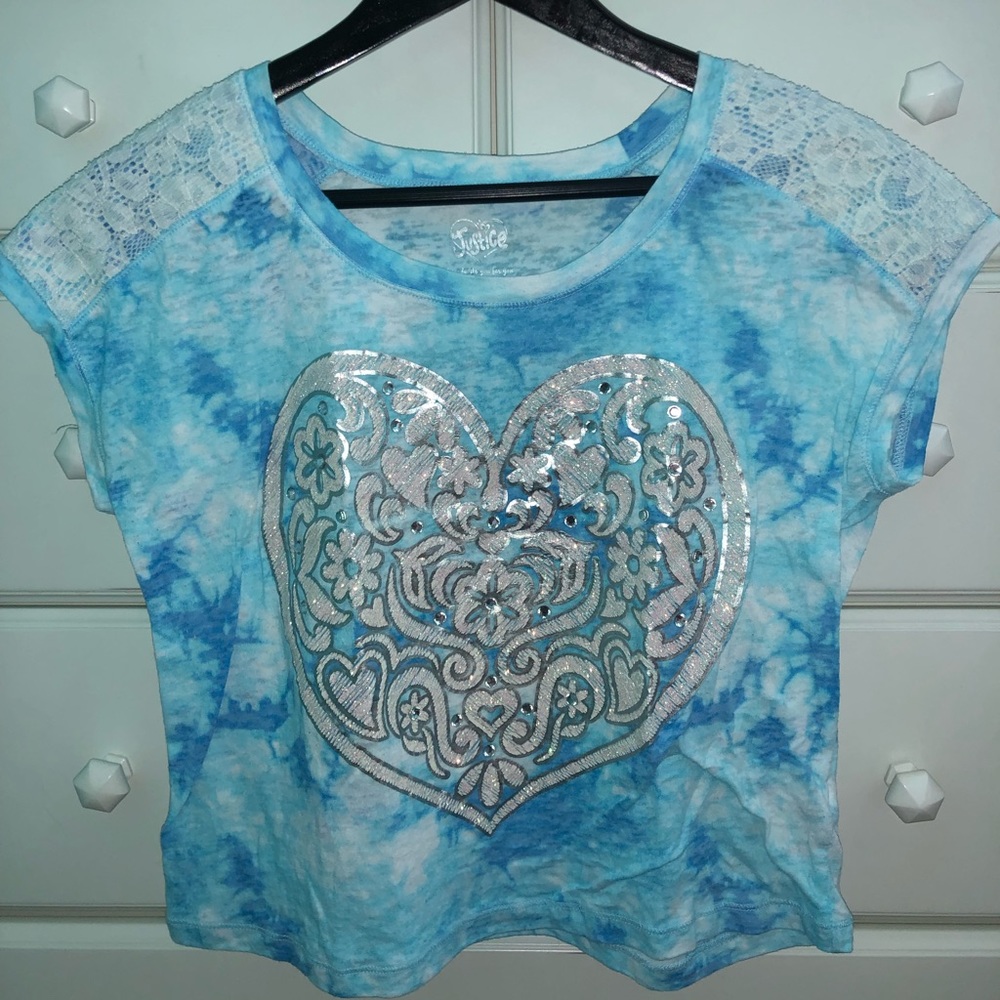 JUSTICE Blue Burnout Top